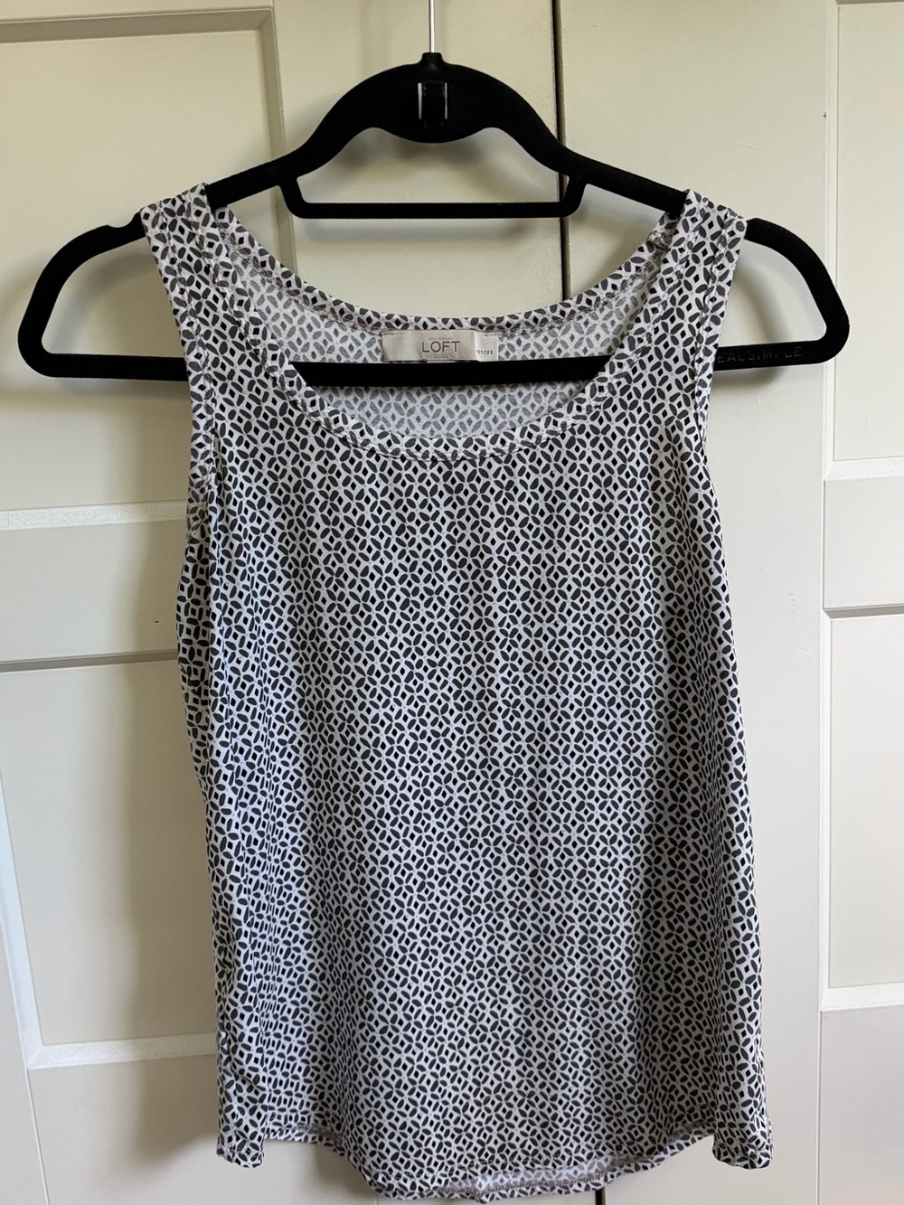 LOFT Black and White Geometric Tank Top